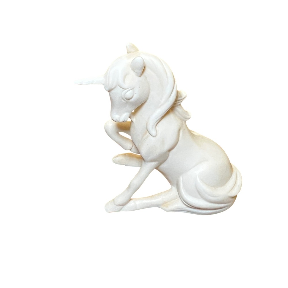 Unicorn Figurine White Small Excellent Matte Bisque Porcelain